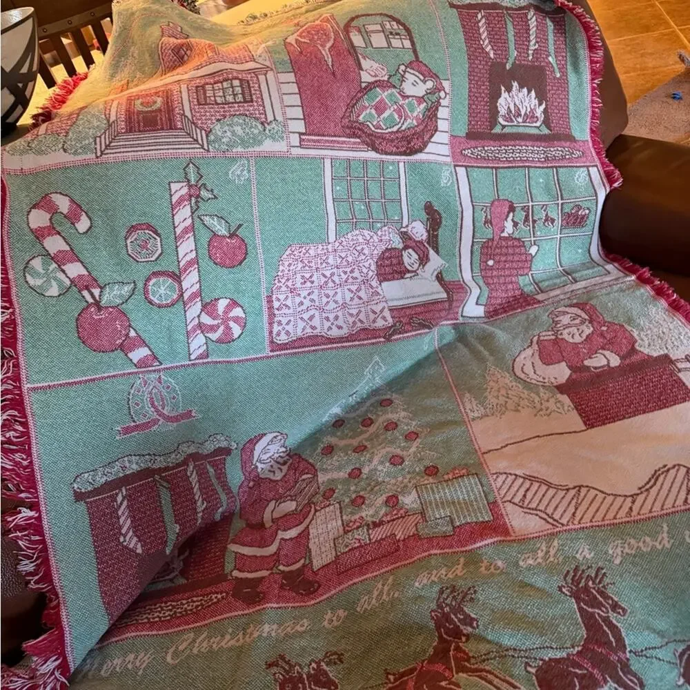 Festive Santa Holiday Throw Christmas Blanket